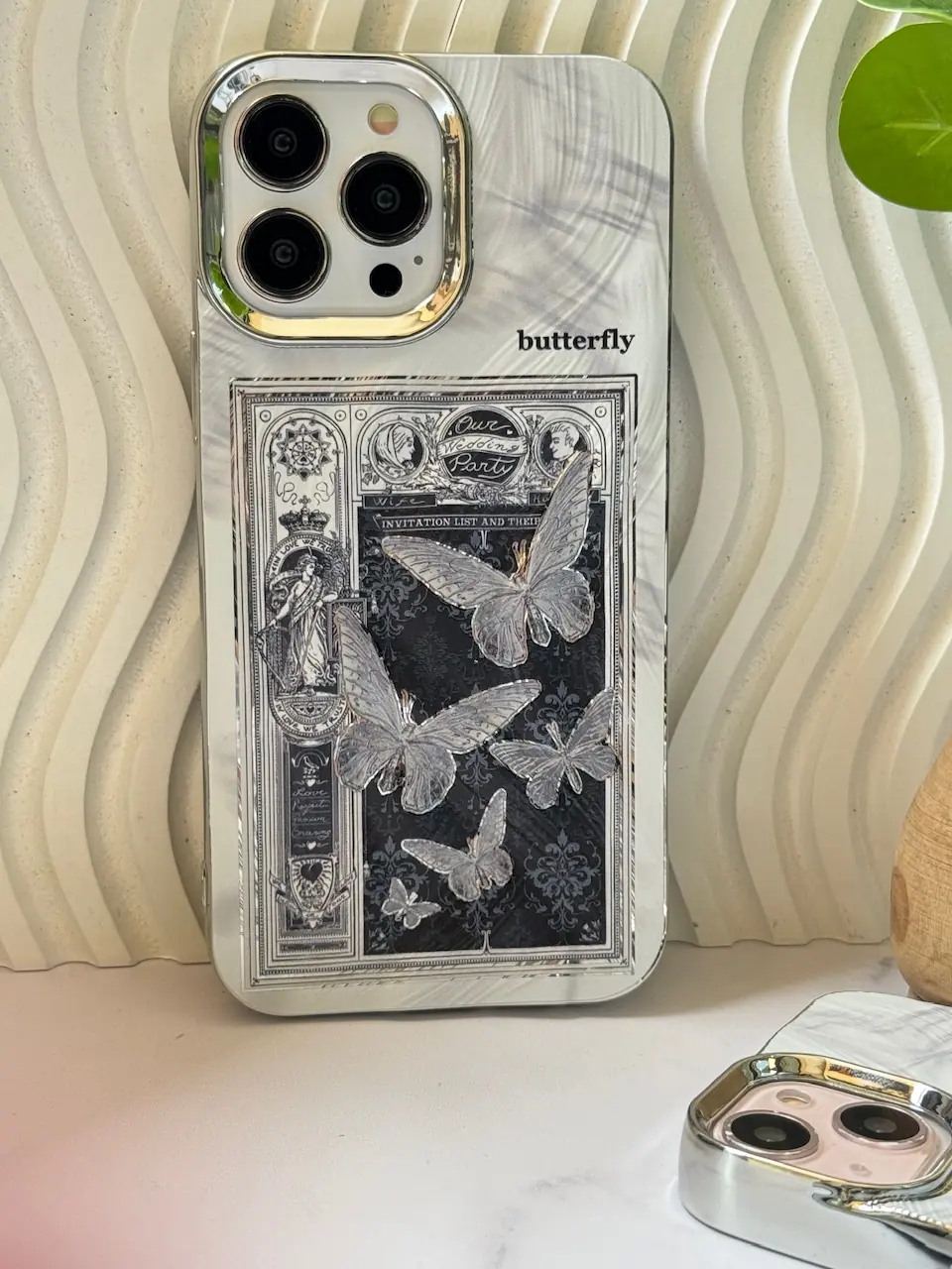 710fb4-1 قاب Black and White butterfly (کدC1776) - Image 1