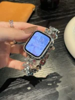 بند اپل واچ Diamond leaf bracelet با گارد نگینی (کدw5072) - Image 3