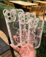 قاب خرس گلدار سفید با ایرپاد ست (کدc1020)