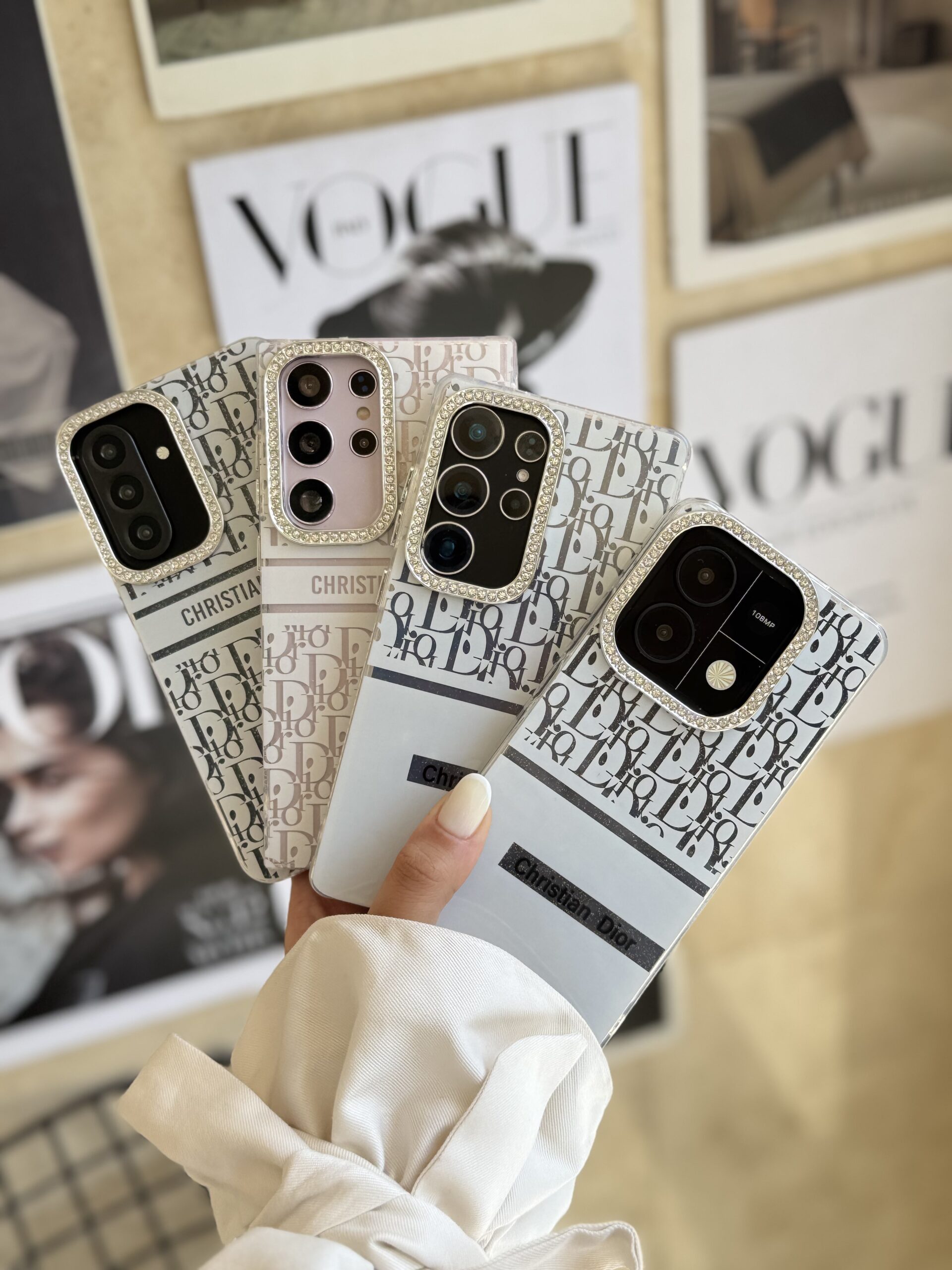 53b771.jpeg قاب White Christian Dior دور لنز نگین سامسونگ و شیائومی (کدC2076) - Image 1