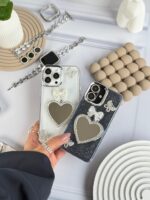 قاب شاینی قلب آینه ای با محافظ لنز رینگی نگینی (کدC1889) - Image 6