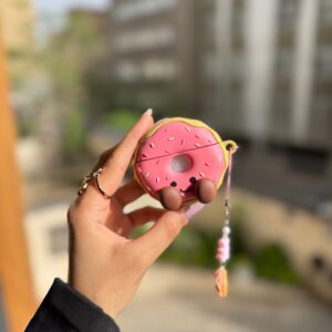 کاور ایرپاد دونات صورتی سیلیکونی با آویز (کدa0237)