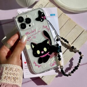 قاب گربه مشکی گوش دار با آویز (کدC2131)