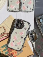 قاب کرومی پروانه و قلب صورتی آیفون و اندرویدی (کدC1825) - Image 4