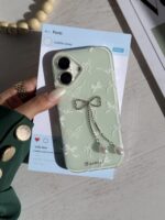 قاب پینترسی Green bow آیفون | قاب پاپیون نگینی - Image 8