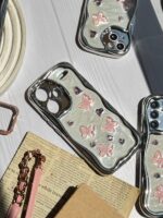 قاب کرومی پروانه و قلب صورتی آیفون و اندرویدی (کدC1825) - Image 2