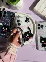 قاب گربه مشکی گوش دار با آویز (کدC2131) - Image 2