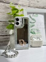 قاب Dior آینه ای دور نگین با آویز قلبی پاپیونی (کدC1989) - Image 3