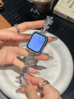 بند اپل واچ Diamond leaf bracelet با گارد نگینی (کدw5072) - Image 2