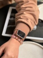 بند اپل واچ چرم کارتیر سانتوس همراه با گارد نگین دار (کدw5008)