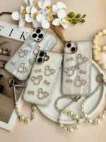 قاب آیفون میکی دیاموند یخی با آویز مرواریدی