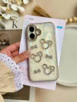 قاب آیفون میکی دیاموند یخی با آویز مرواریدی - Image 3