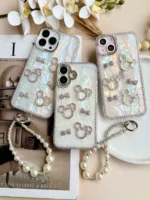 قاب آیفون میکی دیاموند یخی با آویز مرواریدی - Image 4