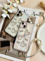 قاب آیفون میکی دیاموند یخی با آویز مرواریدی - Image 2