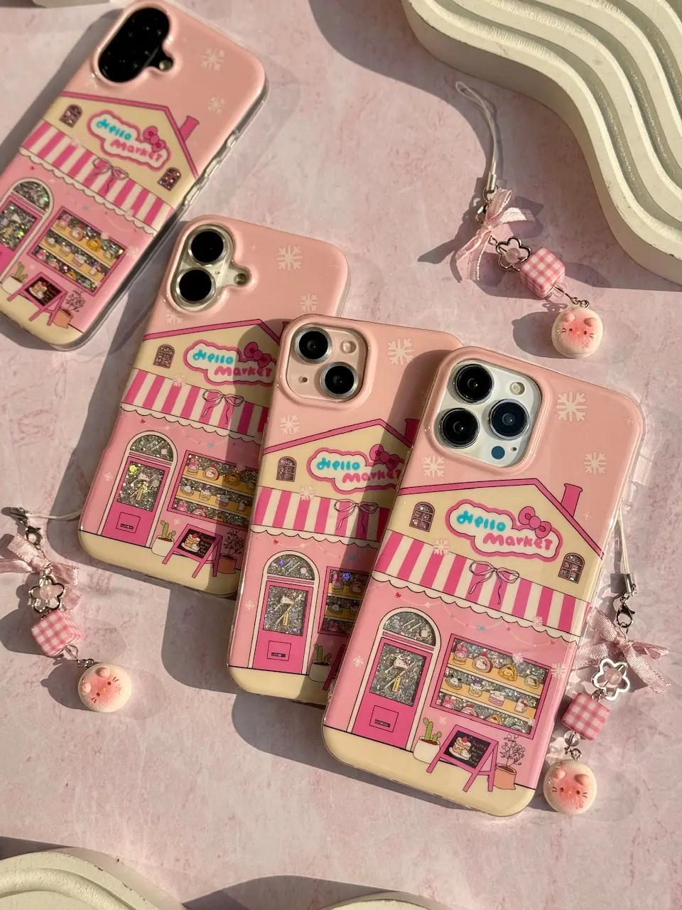 fb4830 قاب آیفون Hello Market با آویز
