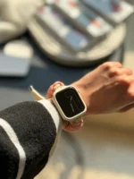 بند اپل واچ بافت گلبهی کنفی با گارد کرم (کدw5011) - Image 3