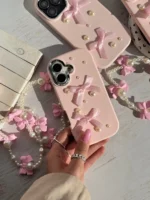 قاب پاپیون مروارید صورتی با آویز (کدC1959) - Image 2