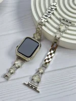 بند اپل واچ ون کلیف استیل + گارد نگینی (کدw5040)