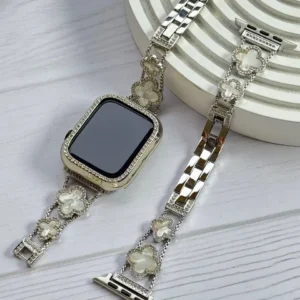 بند اپل واچ ون کلیف استیل + گارد نگینی (کدw5040)