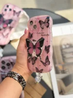 قاب پروانه رومانتیک صورتی با آویز (کدC1807)