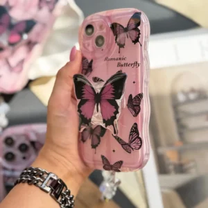 قاب پروانه رومانتیک صورتی با آویز (کدC1807)