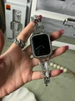 بند اپل واچ پروانه نگینی استیل + گارد نگین دار (کدw5032) - Image 2