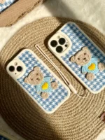 خرس پارچه ای با بند سیلیکونی آیفون / سامسونگ / شیائومی (کدc1207)