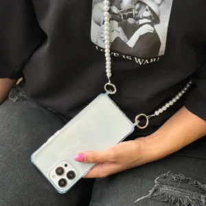 قاب شفاف دو قلاب با بند مرواریدی بلند (کدC1723)