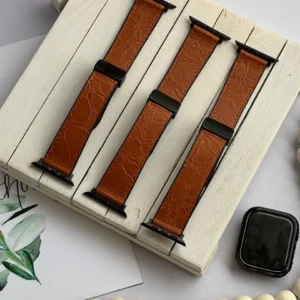 بند اپل واچ چرم قفل مگنتی قهوه ای (کدw5017)