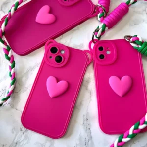 قاب قلب سرخابی با بند طنابی بلند (کدC1506)