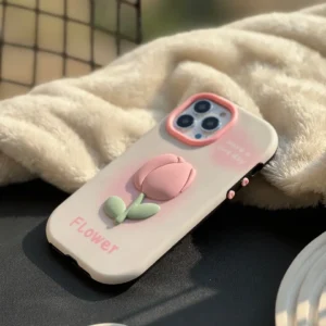 قاب گل لاله صورتی برجسته (کدC1587)