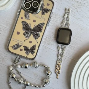 بند اپل واچ پروانه نگینی استیل (کدw5031)