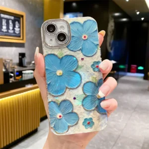 قاب گل آبرنگی (گل آبی / زمینه سفید) (کدC1480)