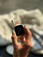 بند اپل واچ بافت گلبهی کنفی با گارد کرم (کدw5011) - Image 4