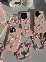 قاب پاپیون مروارید صورتی با آویز (کدC1959) - Image 6