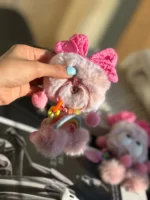 کاور ایرپاد پاپیون صورتی پشمی با آویز (کدa0098) - Image 5