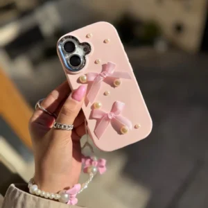 قاب پاپیون مروارید صورتی با آویز (کدC1959)