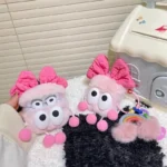 کاور ایرپاد پاپیون صورتی پشمی با آویز (کدa0098) - Image 3