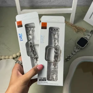 بند اپل واچ پروانه نگینی استیل + گارد نگین دار (کدw5032)