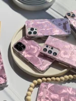 قاب موج صورتی قلبی آیفونی و اندرویدی (کدC1870)