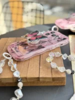 قاب پروانه رومانتیک صورتی با آویز (کدC1807) - Image 2