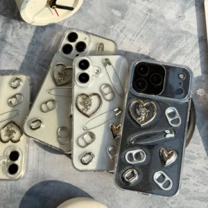 قاب آیفون سنجاق رزینی برجسته با جزئیات فلزی