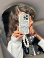 قاب Ribbon Love آیفون و اندرویدی با آویز (کدC1887) - Image 2