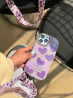 قاب بنفش قلبی با بند (کدC1596) - Image 4