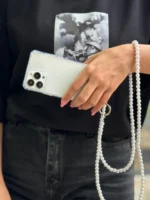 قاب شفاف دو قلاب با بند مرواریدی بلند (کدC1723) - Image 3