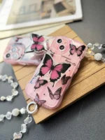 قاب پروانه رومانتیک صورتی با آویز (کدC1807) - Image 3