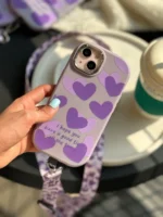 قاب بنفش قلبی با بند (کدC1596) - Image 6