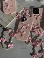 قاب پاپیون مروارید صورتی با آویز (کدC1959) - Image 3