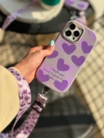 قاب بنفش قلبی با بند (کدC1596)