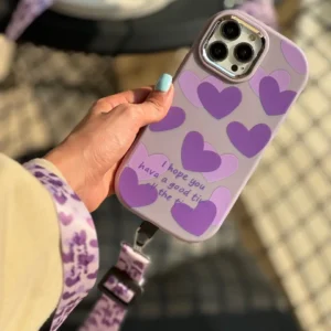 قاب بنفش قلبی با بند (کدC1596)